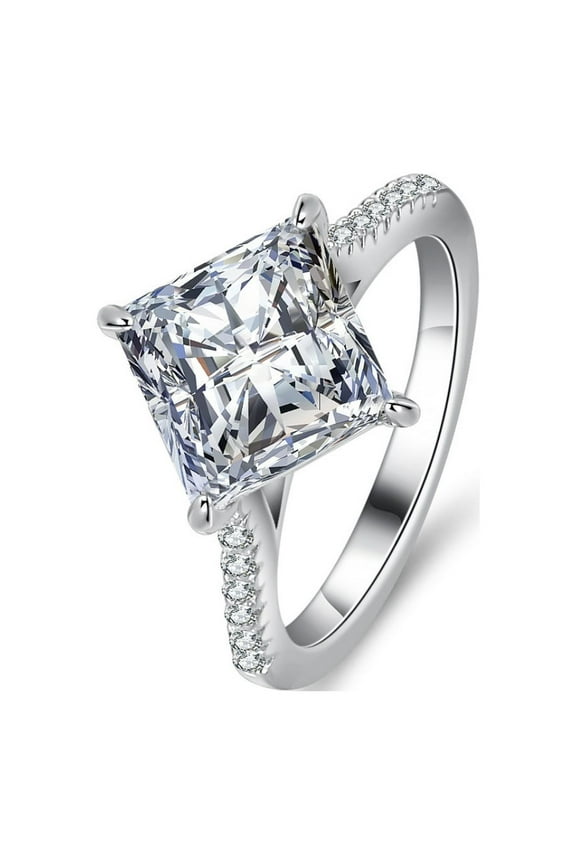 3ct Princess Cut Moissanite Rings for Women D Color VVS1 Clarity S925 Sterling Silver Diamond Rings Women Moissanite Engagement Rings with Certificate