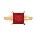 thumbnail image 1 of 3 ct Princess Cut Simulated Ruby Solitaire Engagement Ring for Women in 18K Yellow Gold, 1 of 5