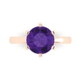 thumbnail image 1 of Solitaire Engagement Ring for Women - 3ct Natural Amethyst in 18K Rose Gold Promise Ring, 1 of 6