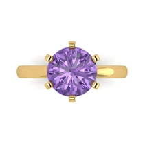 Solitaire Engagement Ring for Women - 3ct Simulated Alexandrite in 18K Yellow Gold Promise Ring