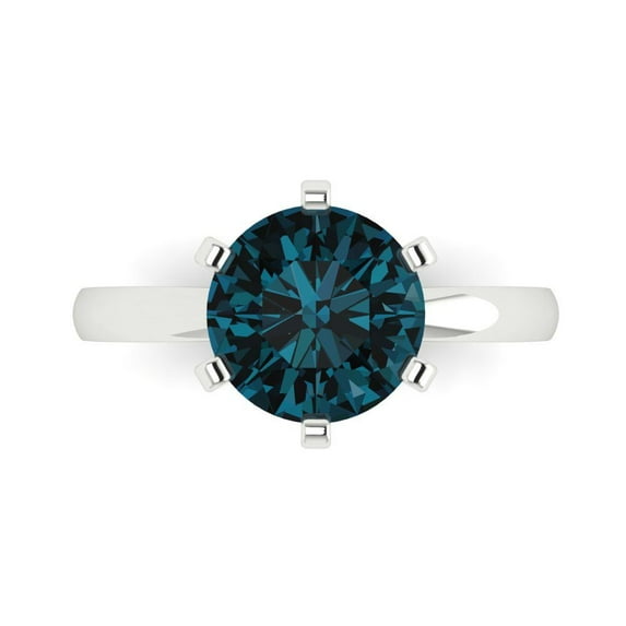 Clara Pucci 14K White Gold 3ct LondonBlueTopaz Solitaire Ring for Women