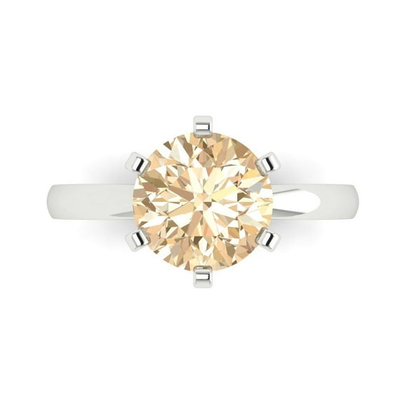 Clara Pucci 14K White Gold 3ct Morganite Solitaire Ring for Women