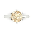 thumbnail image 1 of 3ct Round Cut Brown Natural Morganite 18k White Gold Engraving Statement Bridal Wedding Solitaire Designer Ring Size 10, 1 of 5