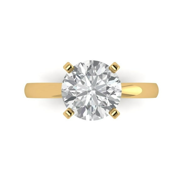 Clara Pucci 14K Yellow Gold 3ct Moissanite Solitaire Ring for Women