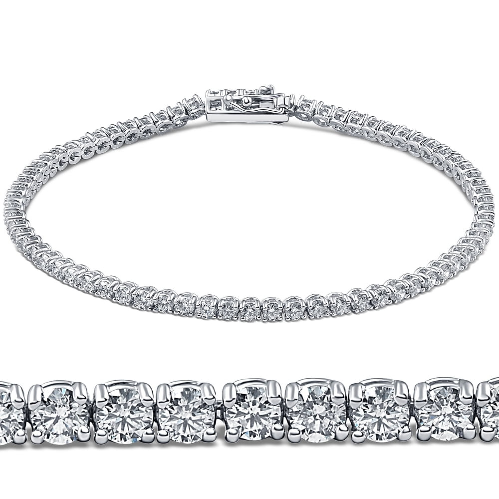 18K White Gold Single-Prong Diamond Bracelet - Bracelets Jewelry Collections