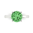 thumbnail image 1 of 3ct Round Cut Green Crystal 18k White Gold Engraving Statement Bridal Wedding Solitaire Designer Ring Size 9.5, 1 of 5