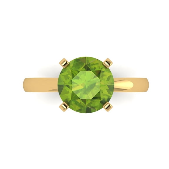 Clara Pucci 14K Yellow Gold 3ct Peridot Solitaire Ring for Women