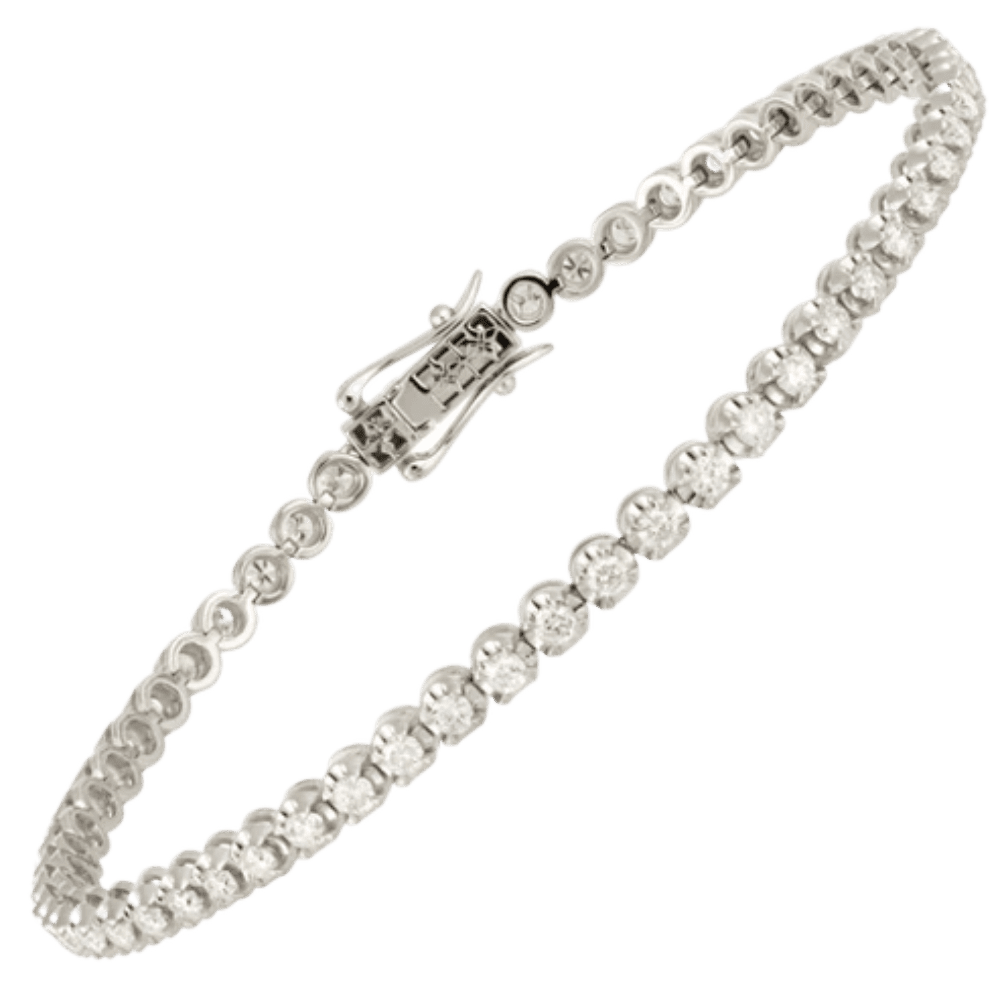 JEWELLERY CRAFT 3ct Round Cut Natural Diamond 14k White Gold Gorgeous Tennis Bracelet Fine Jewelry for Women Gifts