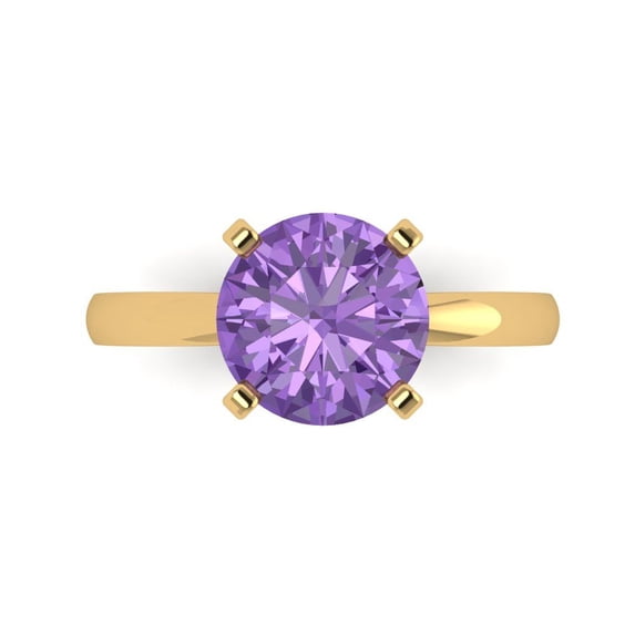 Clara Pucci 14K Yellow Gold 3ct Alexandrite Solitaire Ring for Women