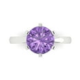 thumbnail image 1 of 3ct Round Cut Purple Alexandrite 18k White Gold Engraving Statement Bridal Wedding Solitaire Designer Ring Size 5.5, 1 of 5