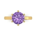 thumbnail image 1 of 3ct Round Cut Purple Alexandrite 18k Yellow Gold Engraving Statement Bridal Wedding Solitaire Designer Ring Size 10, 1 of 5