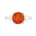 thumbnail image 1 of Clara Pucci 14K White Gold 3ct Red Solitaire Ring for Women, 1 of 8