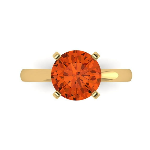 3ct Round Cut Red Crystal 18k Yellow Gold Engraving Statement Bridal Wedding Solitaire Designer Ring Size 11