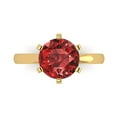 thumbnail image 1 of 3ct Round Cut Red Natural Garnet 18k Yellow Gold Engraving Statement Bridal Wedding Solitaire Designer Ring Size 8.5, 1 of 5
