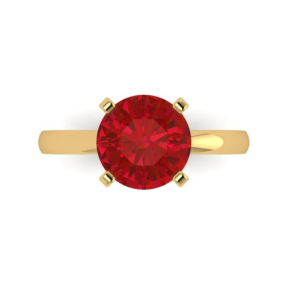 Clara Pucci 14K Yellow Gold 3ct Ruby Solitaire Ring for Women