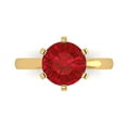 thumbnail image 1 of 3ct Round Cut Red Ruby 18k Yellow Gold Engraving Statement Bridal Wedding Solitaire Designer Ring Size 11, 1 of 5