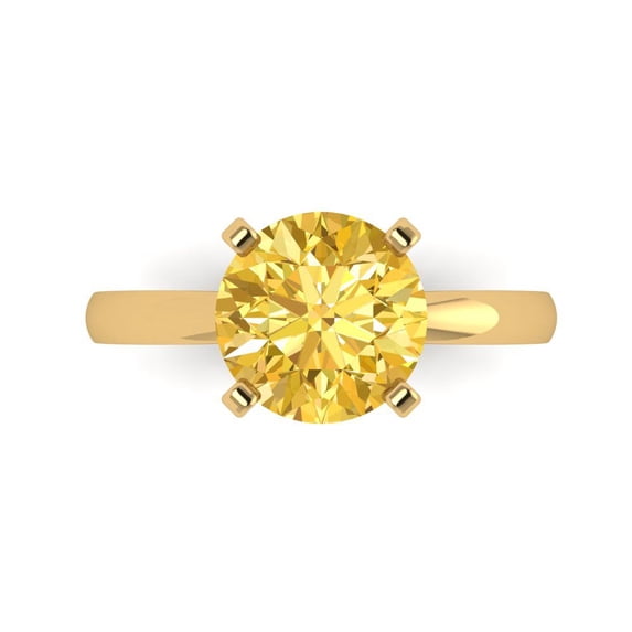Clara Pucci 14K Yellow Gold 3ct Citrine Solitaire Ring for Women
