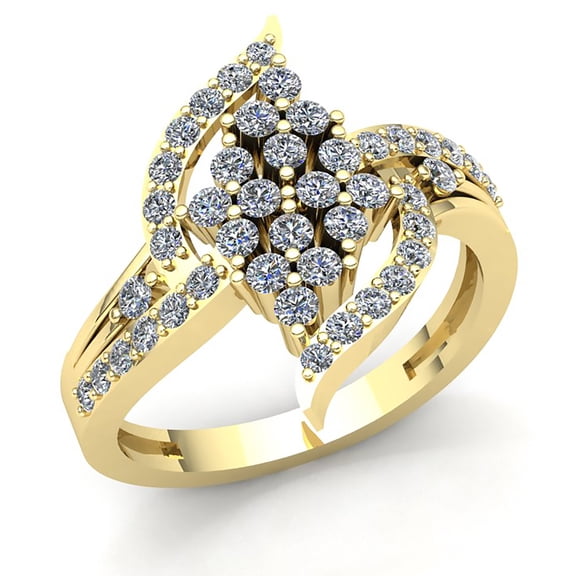 3ct Round Not Enhanced Ladies Bridal Cluster Anniversary Engagement Ring Solid 10K Rose, White or Yellow Gold GH SI1