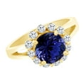 thumbnail image 1 of AFFY (3ct) Simulated Blue Tanzanite & White Diamond Halo Split Shank Engagement Ring In 14k Yellow Gold With Ring Size 12, 1 of 1