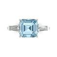 thumbnail image 1 of Clara Pucci 14K White Gold 3ct Blue Three-Stone Ring for Women, 1 of 8