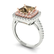 3ct asscher cut blue moissanite 18k pink rose gold engraving statement Bridal Wedding 3 stone Designer Ring size 6.25