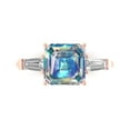 thumbnail image 1 of Clara Pucci 14K Rose Gold 3ct BlueMoissanite Three-Stone Ring for Women, 1 of 8