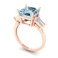 thumbnail image 1 of 3ct asscher cut blue natural aquamarine 14k rose gold 3 stone Bridal Wedding Engagement Promise Anniversary Ring for Women size 5, 1 of 7