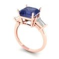 thumbnail image 1 of 3ct asscher cut blue tanzanite 18k rose gold 3 stone Bridal Wedding Engagement Promise Anniversary Ring for Women size 7.5, 1 of 7