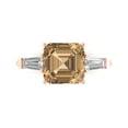 thumbnail image 1 of Clara Pucci 14K Rose Gold Solid Gold Champagne Three-Stone Anniversary Ring for Women - 3 cttw Asscher Cut, 1 of 8