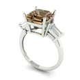 thumbnail image 1 of 3ct asscher cut champagne Zircon 18k white gold 3 stone Bridal Wedding Engagement Promise Anniversary Ring for Women size 9.5, 1 of 7