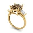 thumbnail image 1 of 3ct asscher cut champagne Zircon 18k yellow gold 3 stone Bridal Wedding Engagement Promise Anniversary Ring for Women size 7.25, 1 of 7