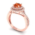 thumbnail image 1 of 3ct asscher cut clear moissanite 14k pink rose gold engraving statement Bridal Wedding 3 stone Designer Ring size 7.75, 1 of 7