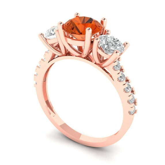 3ct asscher cut clear moissanite 18k pink rose gold engraving statement Bridal Wedding 3 stone Designer Ring size 10
