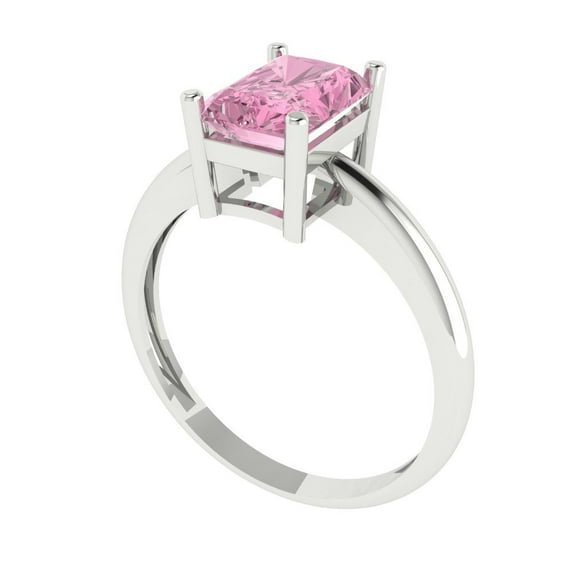 3ct asscher cut clear moissanite 18k white gold engraving statement Bridal Wedding three-stone Designer Ring size 8