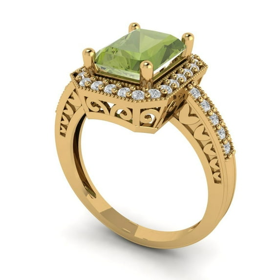 3ct asscher cut clear moissanite 18k yellow gold engraving statement Bridal Wedding 3 stone Designer Ring size 10.75