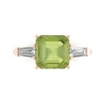 thumbnail image 1 of Clara Pucci 14K Rose Gold Solid Gold Peridot Three-Stone Anniversary Ring for Women - 3 cttw Asscher Cut, 1 of 8