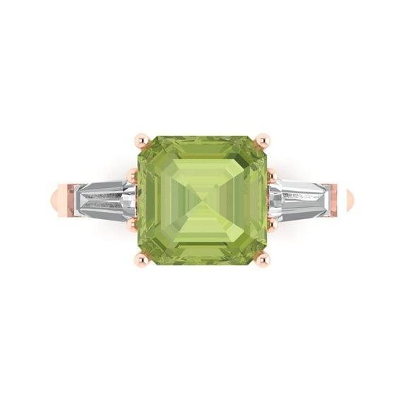 3 tcw Natural Peridot Cocktail Fashion Ring for Women, 18K Rose Gold