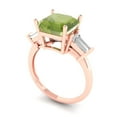 thumbnail image 1 of 3ct asscher cut green natural peridot 18k rose gold 3 stone Bridal Wedding Engagement Promise Anniversary Ring for Women size 5, 1 of 7