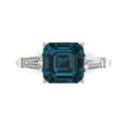 thumbnail image 1 of Clara Pucci 14K White Gold Solid Gold LondonBlueTopaz Three-Stone Anniversary Ring for Women - 3 cttw Asscher Cut, 1 of 8