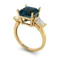 thumbnail image 1 of 3ct asscher cut natural london blue topaz 18k yellow gold 3 stone Bridal Wedding Engagement Promise Anniversary Ring for Women size 3.75, 1 of 7