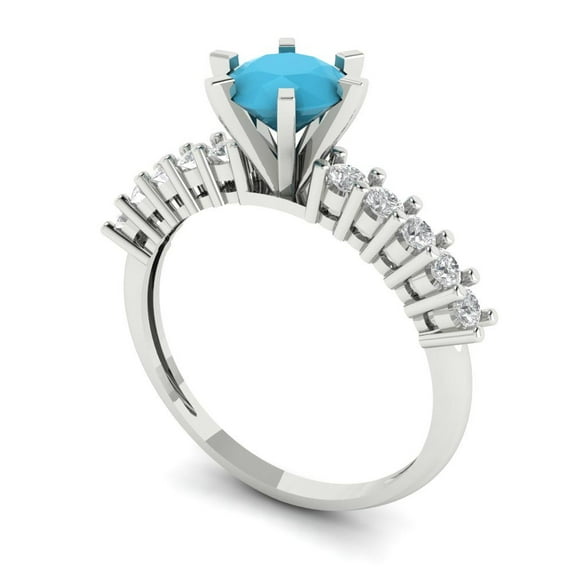3ct asscher cut natural sky blue topaz 18k white gold engraving statement Bridal Wedding three-stone Designer Ring size 9.75