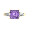 thumbnail image 1 of 3ct asscher cut purple alexandrite 18k yellow gold engraving statement Bridal Wedding three-stone Designer Ring size 9.5, 1 of 5