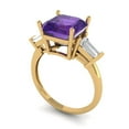 thumbnail image 1 of 3ct asscher cut purple natural amethyst 18k yellow gold 3 stone Bridal Wedding Engagement Promise Anniversary Ring for Women size 9.75, 1 of 7