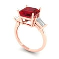 thumbnail image 1 of 3ct asscher cut red ruby 18k rose gold 3 stone Bridal Wedding Engagement Promise Anniversary Ring for Women size 10.25, 1 of 7