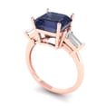 thumbnail image 1 of 3ct asscher cut blue sapphire 18k rose gold 3 stone Bridal Wedding Engagement Promise Anniversary Ring for Women size 7, 1 of 7