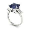 thumbnail image 1 of 3ct asscher cut blue sapphire 18k white gold 3 stone Bridal Wedding Engagement Promise Anniversary Ring for Women size 4, 1 of 7