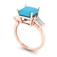 thumbnail image 1 of 3ct asscher cut turquoise 18k rose gold 3 stone Bridal Wedding Engagement Promise Anniversary Ring for Women size 6, 1 of 7