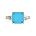 thumbnail image 1 of Clara Pucci 14K Rose Gold Solid Gold Turquoise Three-Stone Anniversary Ring for Women - 3 cttw Asscher Cut, 1 of 8