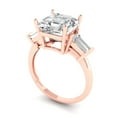 thumbnail image 1 of 3ct asscher cut white sapphire 18k rose gold 3 stone Bridal Wedding Engagement Promise Anniversary Ring for Women size 10, 1 of 7