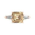 thumbnail image 1 of Clara Pucci 14K Rose Gold Solid Gold YellowMoissanite Three-Stone Anniversary Ring for Women - 3 cttw Asscher Cut, 1 of 8